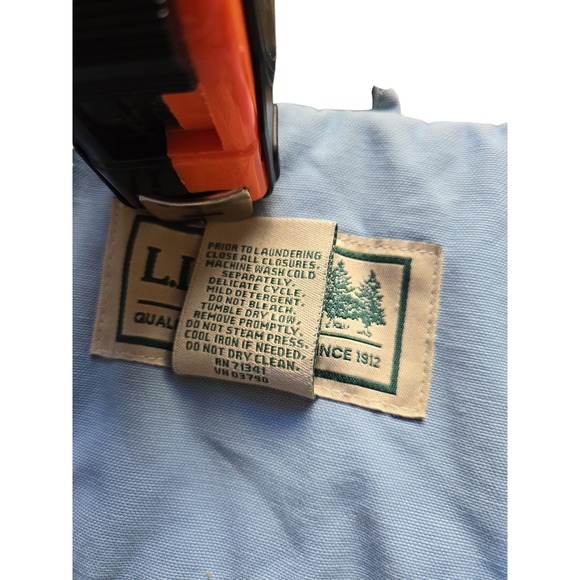 Vintage LL Bean Women's Chore Field Coat L Blue Canvas Barn Jacket Corduroy - Picture 12 of 16